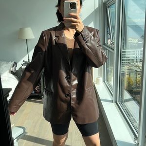 Wilfred Brown Faux Leather Blazer (medium)